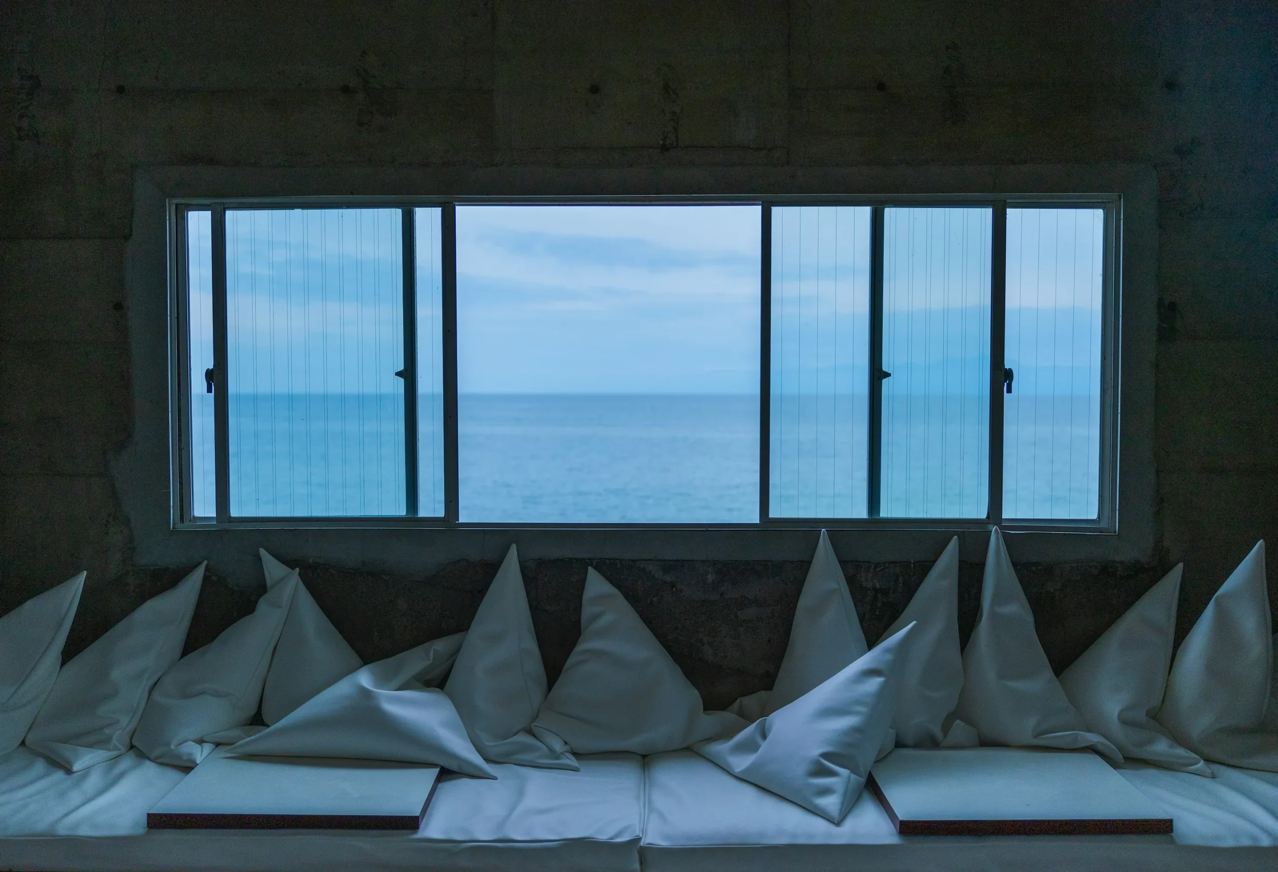 Sea view from a window seat